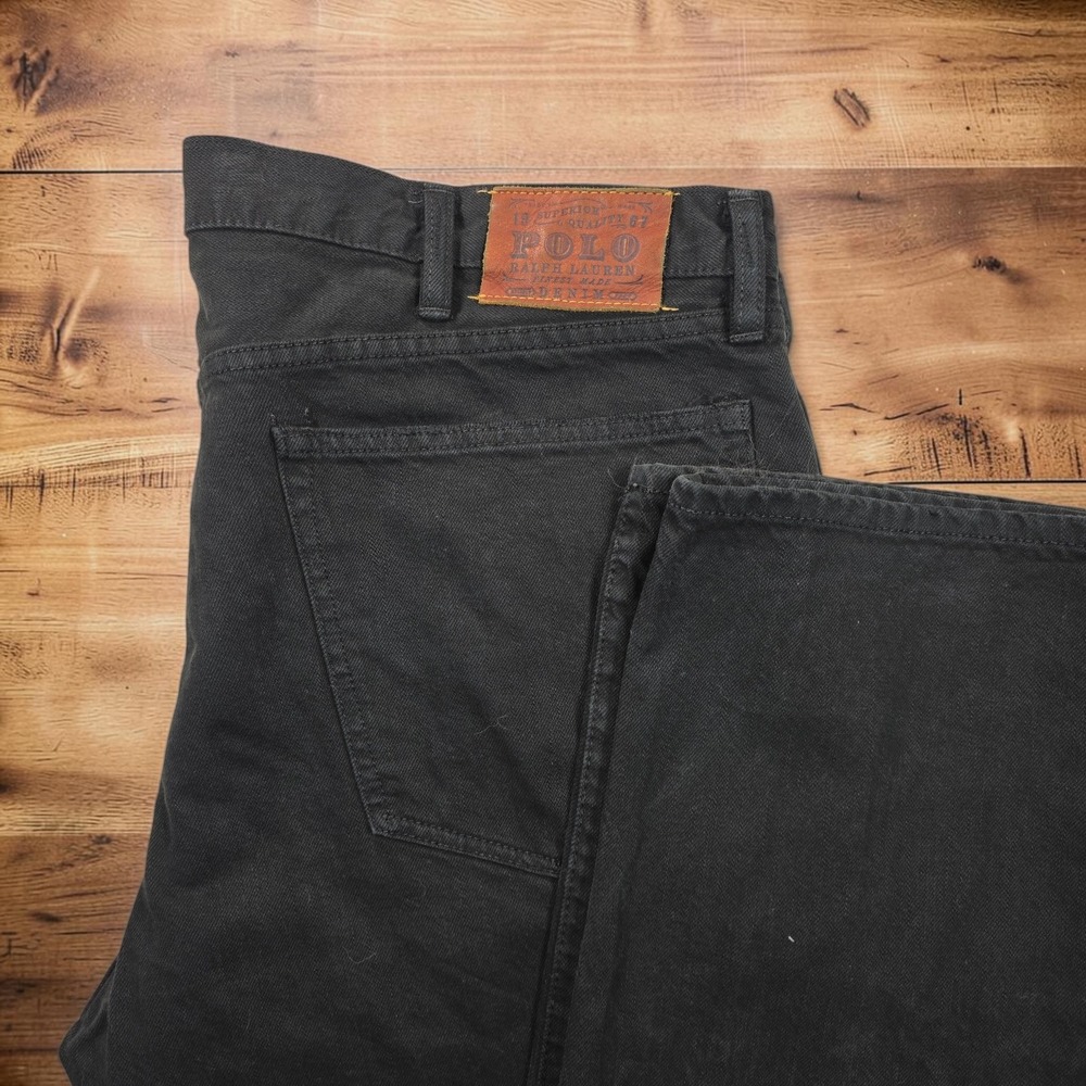 Polo Ralph Lauren Mens Black Straight Leg Authentic Denim Jeans 40x32 RN 41381